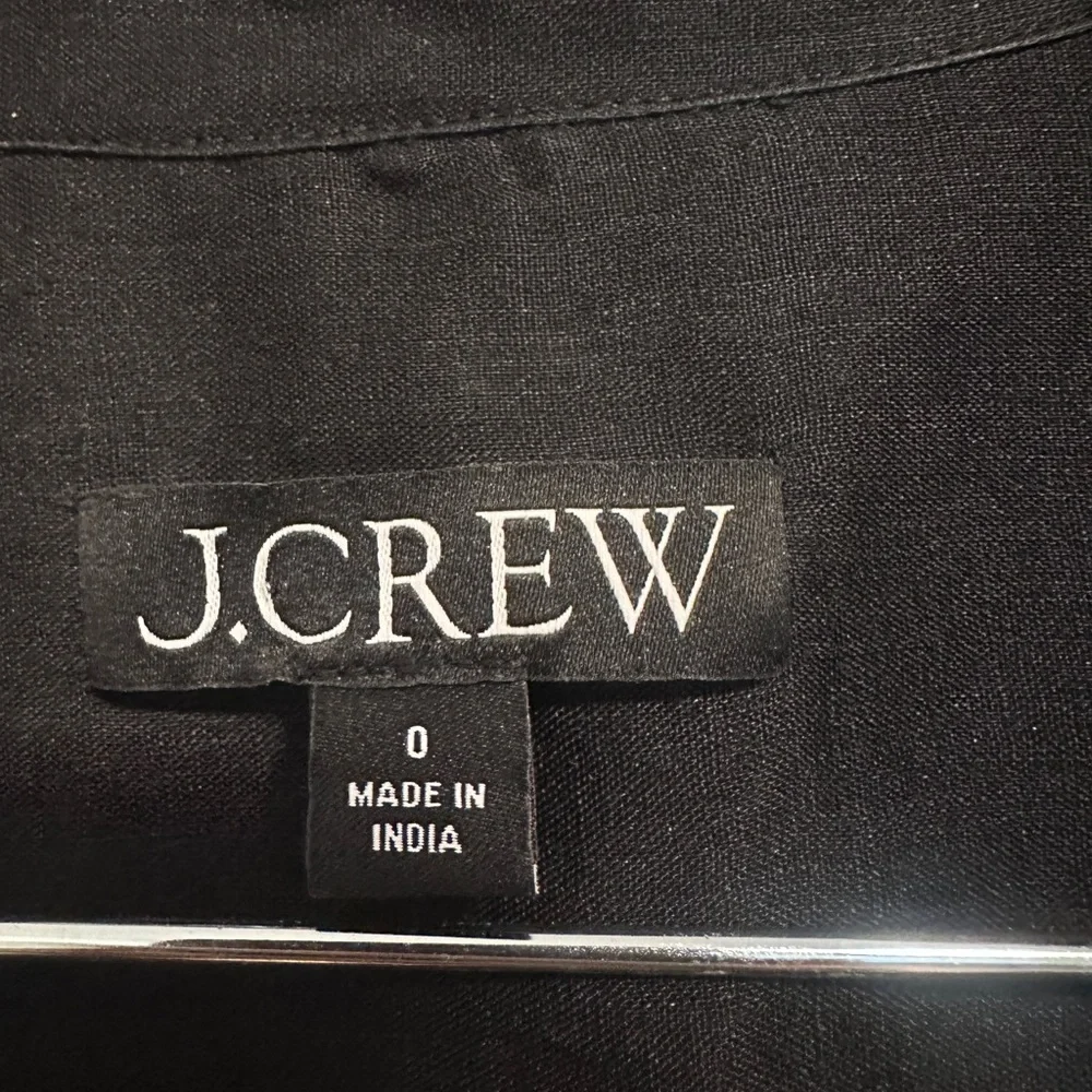 J.Crew Sheer Black Button-Front Tie Waist Women's Dress Size 0